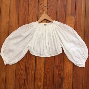 Gorgeous Smocked Linen Dirndl Blouse Crop Top from Germany